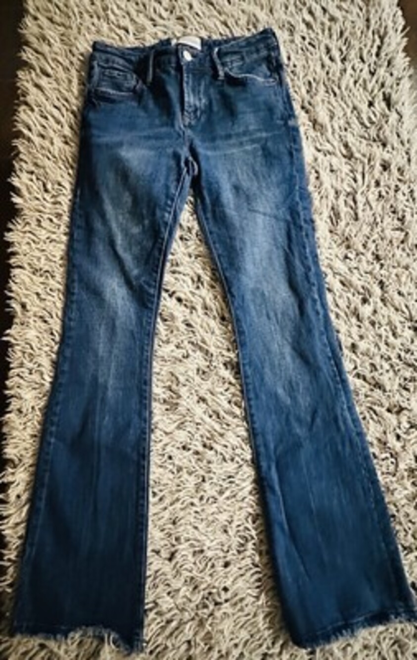 Dear John Jeans Womens 25 Blue Jaxtyn High Rise Bootcut Fray Flare Stretch